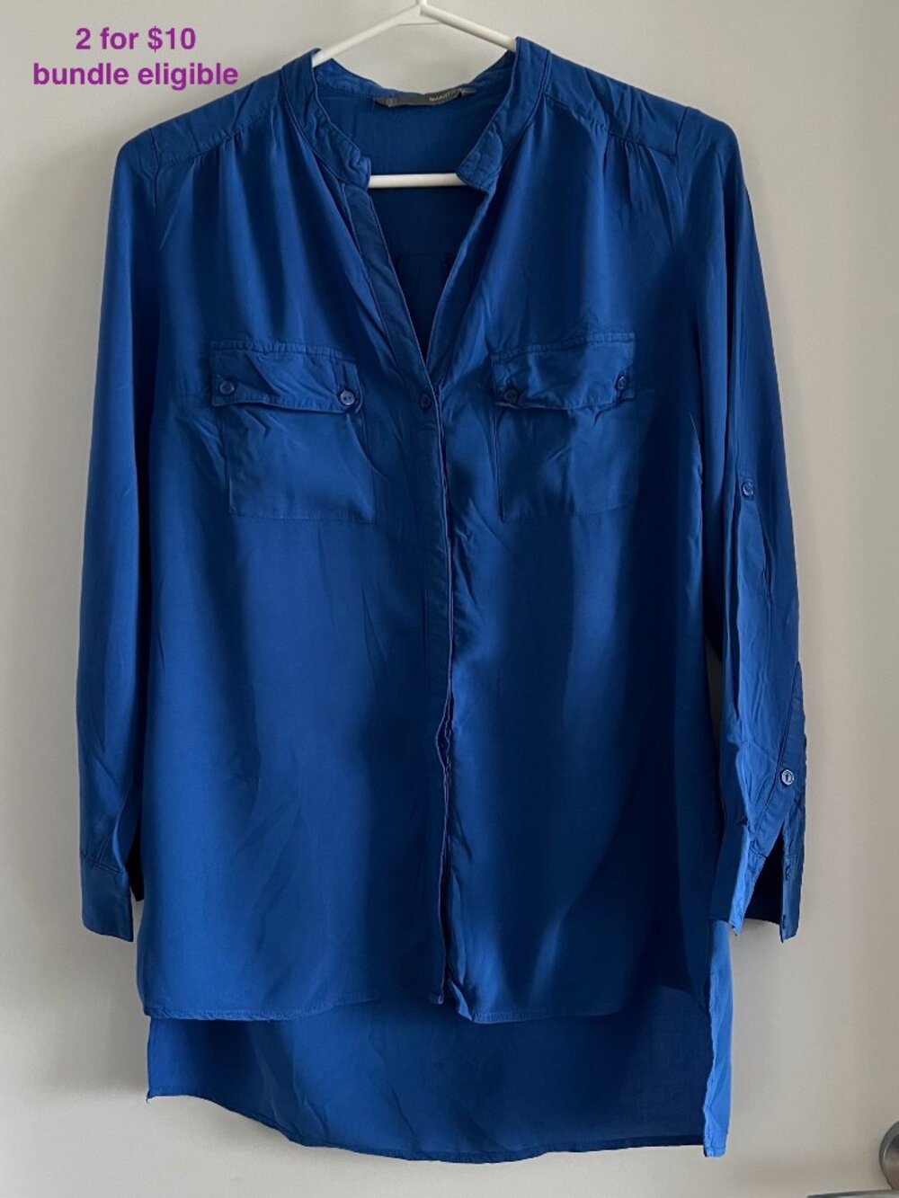 Smart Set Cobalt Blue Tunic Blouse V-Neck